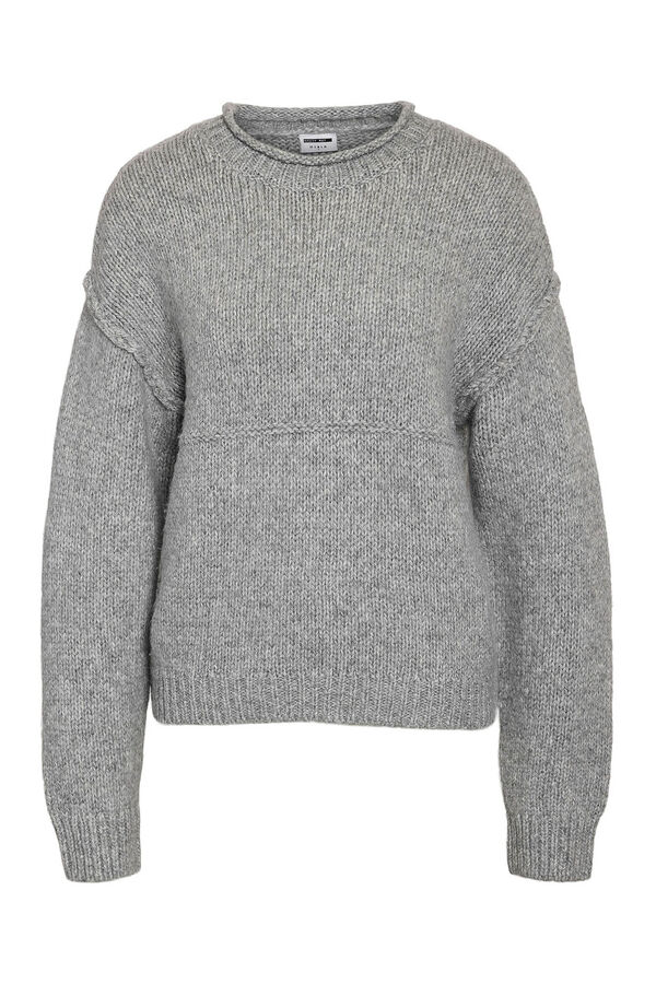 Noisy May Camisola de malha com detalhes de costuras cinzento