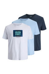 Jack & Jones PLUS Pacote x3 camisetas de ajuste padr&atilde;o azul