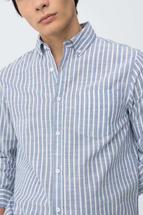 Tiffosi Camisa riscas branca azul