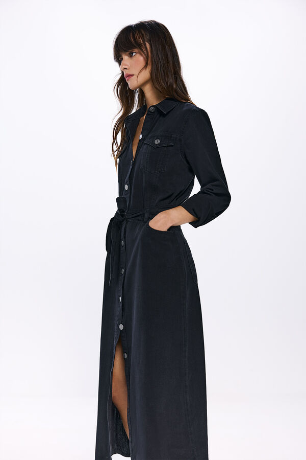 Springfield Vestido midi de ganga preto