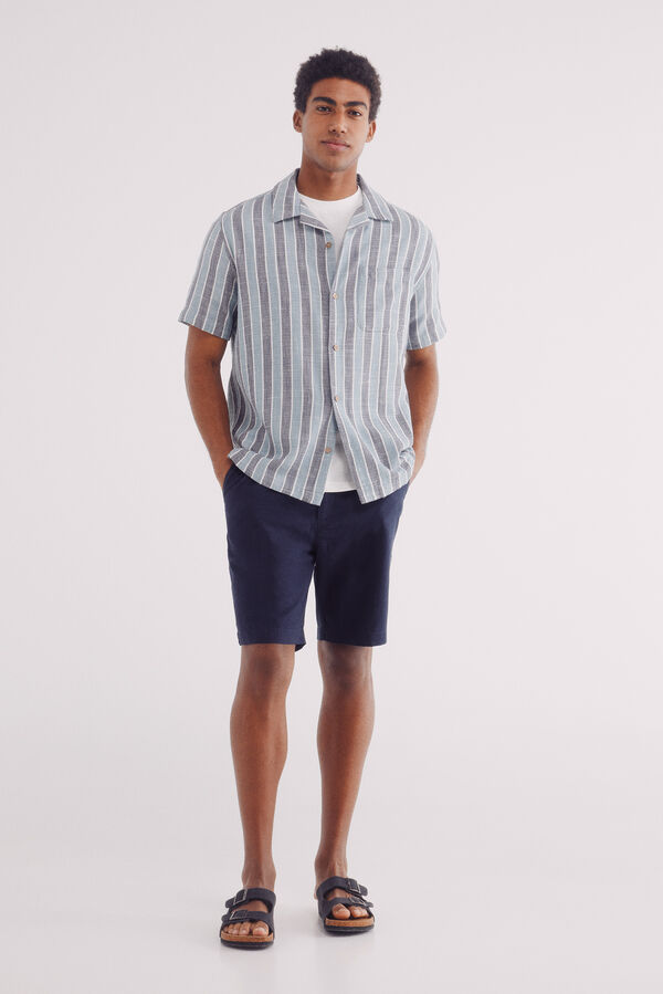 Springfield Bermudas de linho slim fit azul