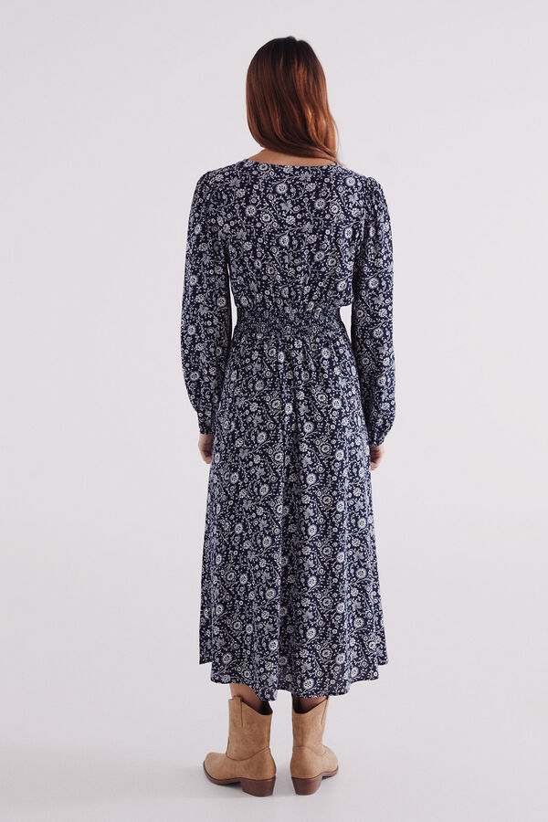 Springfield Vestido midi com decote decote  azul