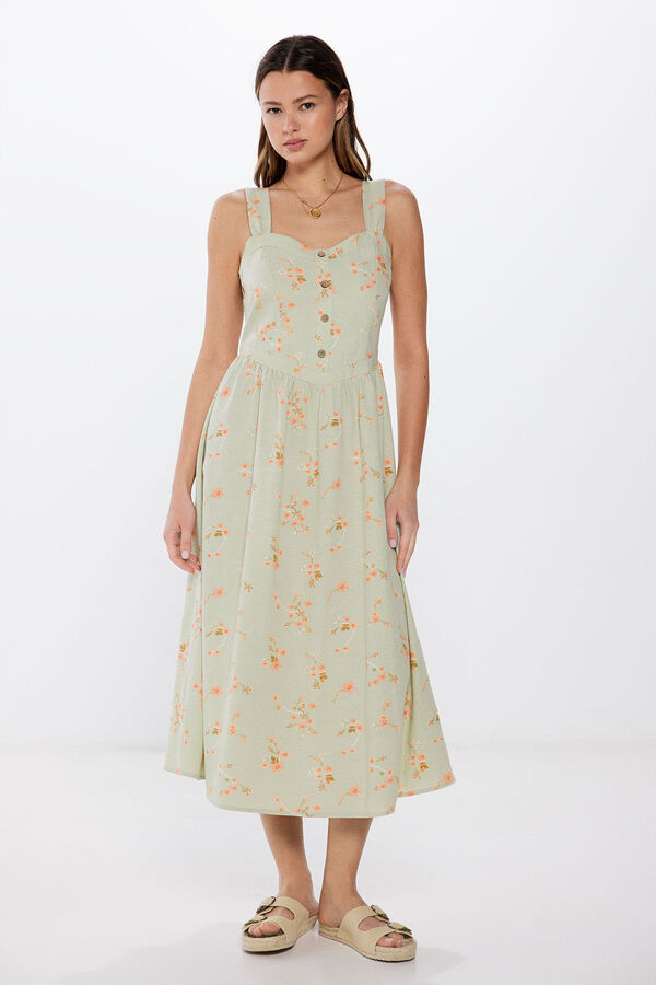 Springfield Vestido midi corpete verde