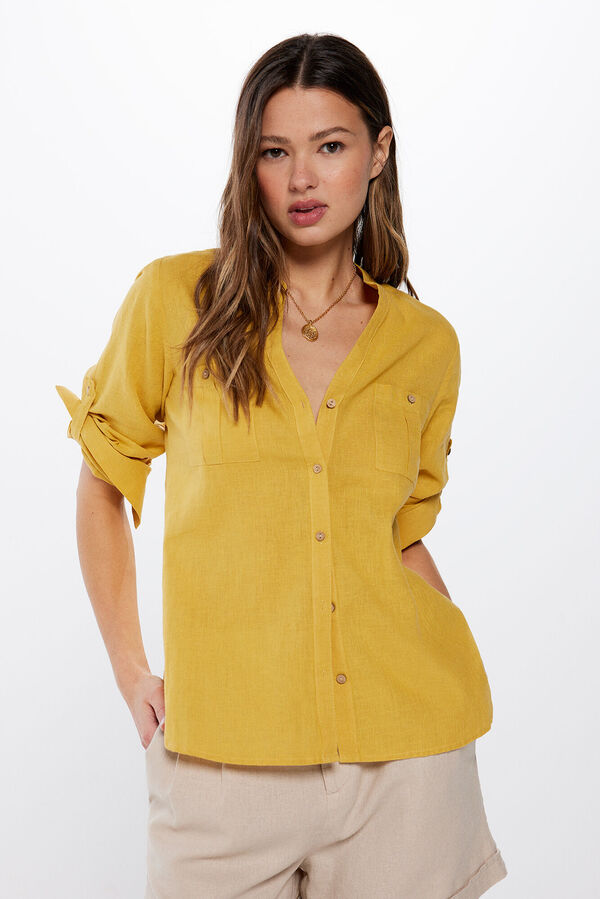 Springfield Blusa Utility Algod&oacute;n Lino amarillo
