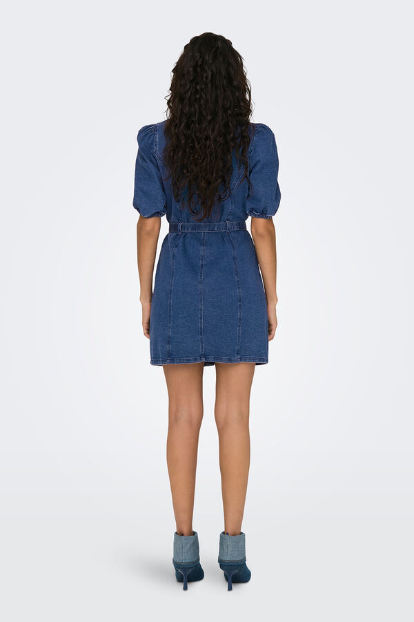 Only Vestido curto em denim azul