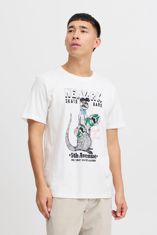 Blend T-Shirt Estampada Manga Curta  branco