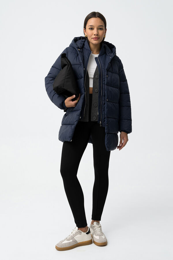 Tiffosi Sobretudo longo de nylon acolchoado azul