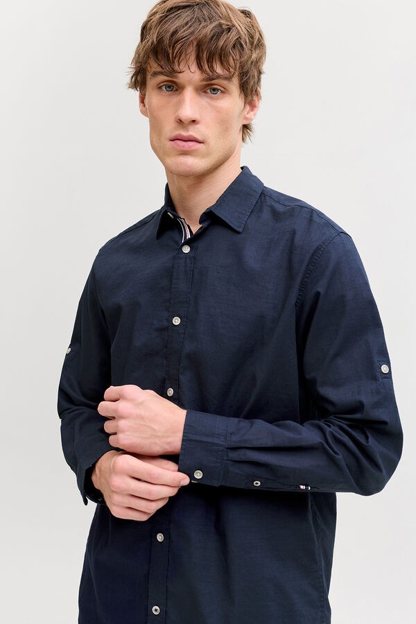 Jack & Jones Camisa manga comprida em algod&atilde;o azul