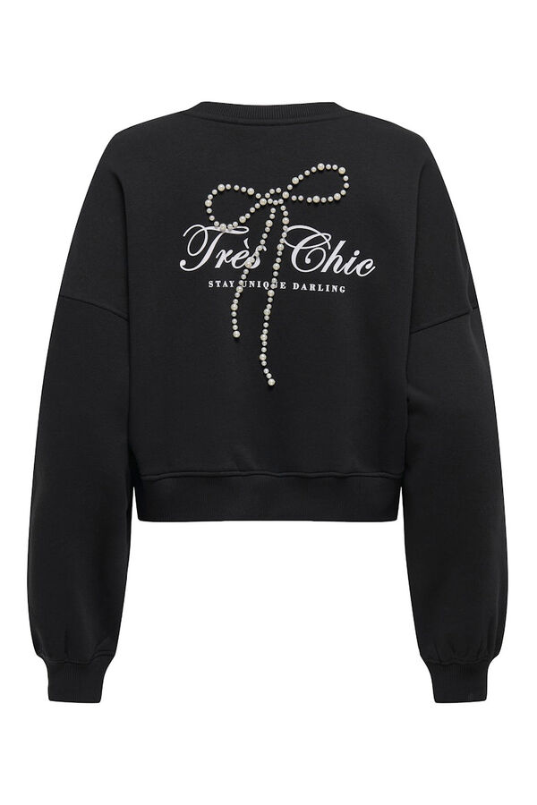 Only Sudadera cropped detalle perlas negro