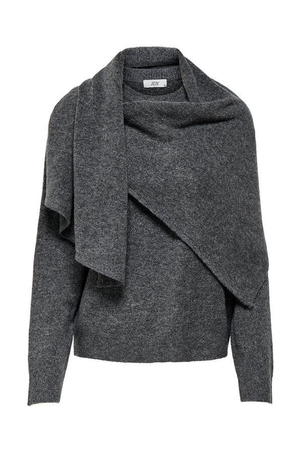 JDY Jersey cuello fular gris