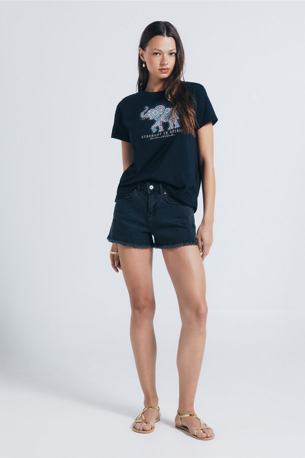 Springfield Camiseta gráfica elefante negro