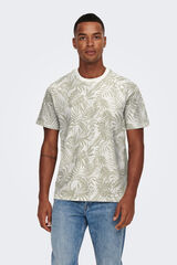 Only & Sons T-shirt de manga curta estampada bege