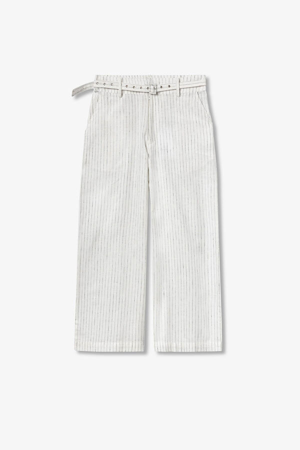 Tiffosi Calças de riscas com cinto branco
