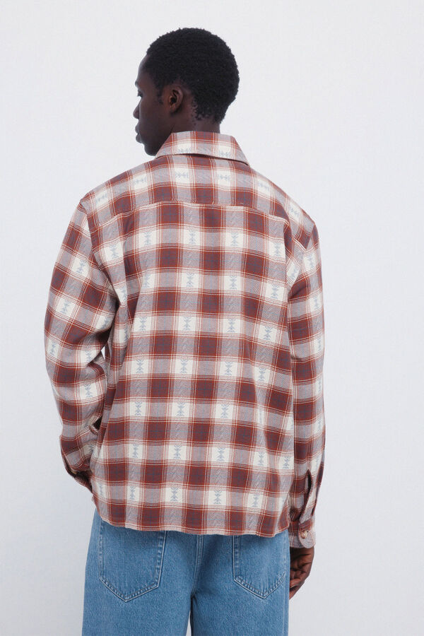 Springfield Sobrecamisa cuadros &eacute;tnicos overshirt naranja