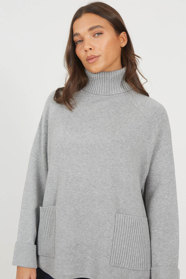 Brave Soul Camisola de malha com dois bolsos cinzento