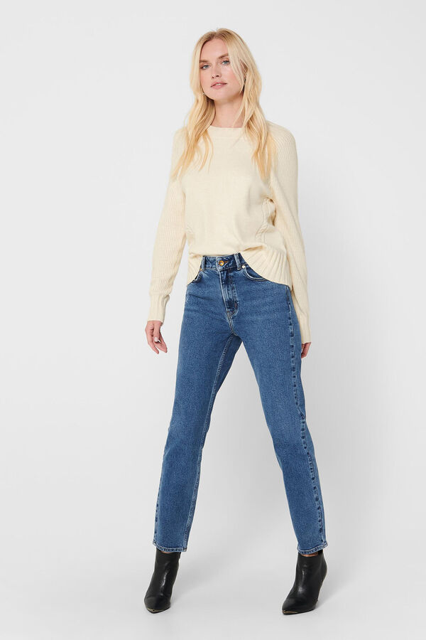 JDY Jeans Straight tiro alto azul