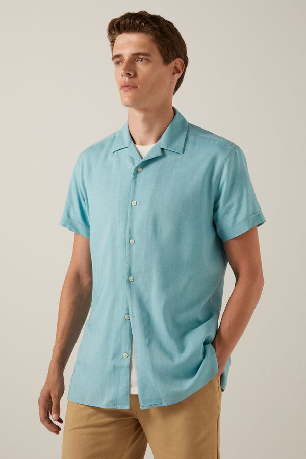 Springfield Camisa manga curta bowling cor azul