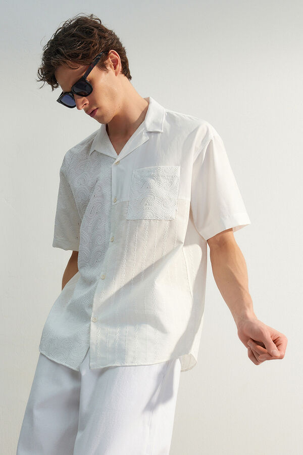 Trendyol Camisa oversize de manga curta branco