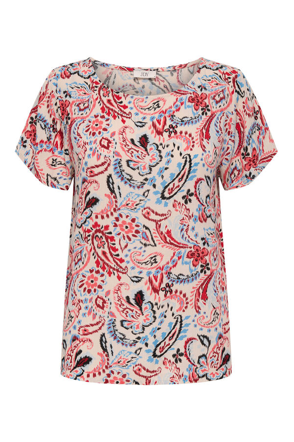 JDY Blusa manga curta estampada cru