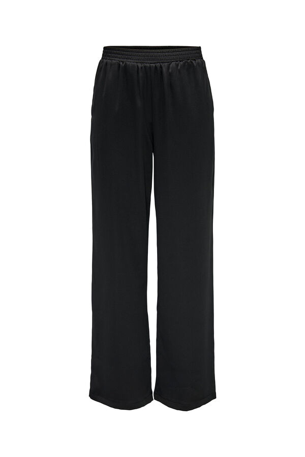 Springfield Pantalón ancho satinado negro