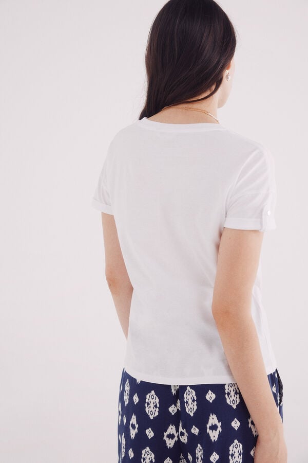 Springfield Camiseta gr&aacute;fica com manga bege