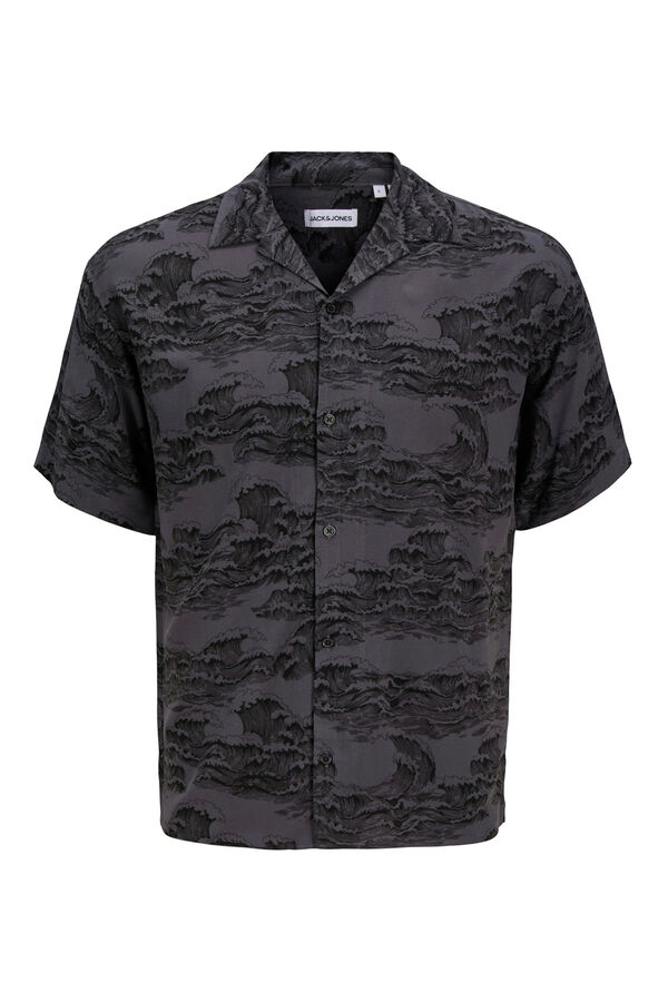 Jack & Jones Camisa estampada com corte descontra&iacute;do cinzento
