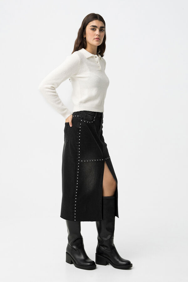 Tiffosi Falda midi vaquera negro
