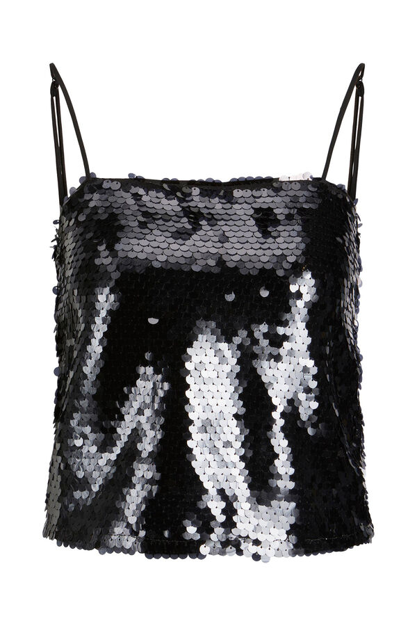 Jack & Jones Top de al&ccedil;as e lantejoulas preto