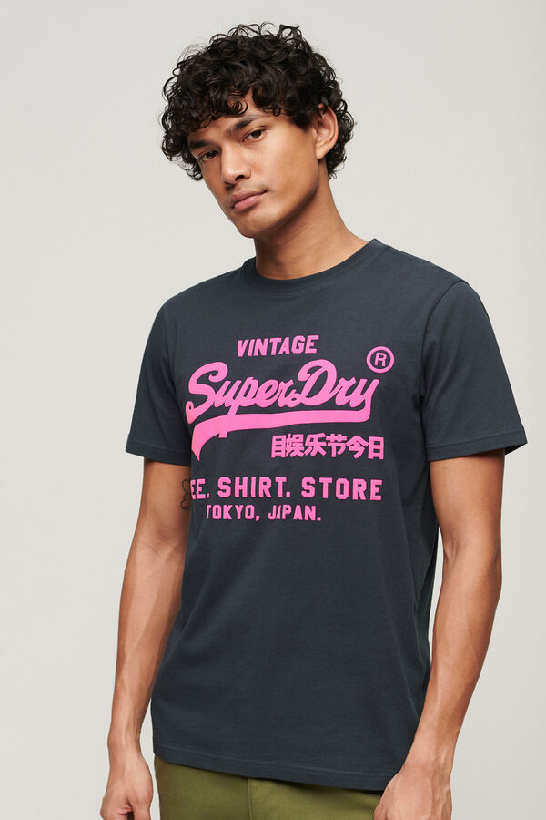 Superdry Camiseta fl&uacute;or con logo Vintage azul