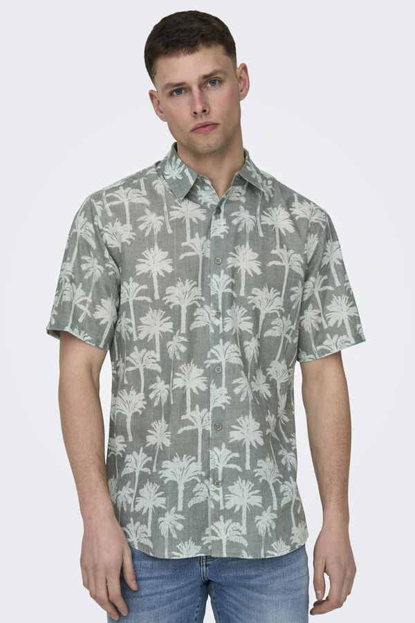Only & Sons Camisa de manga curta palmeiras verde