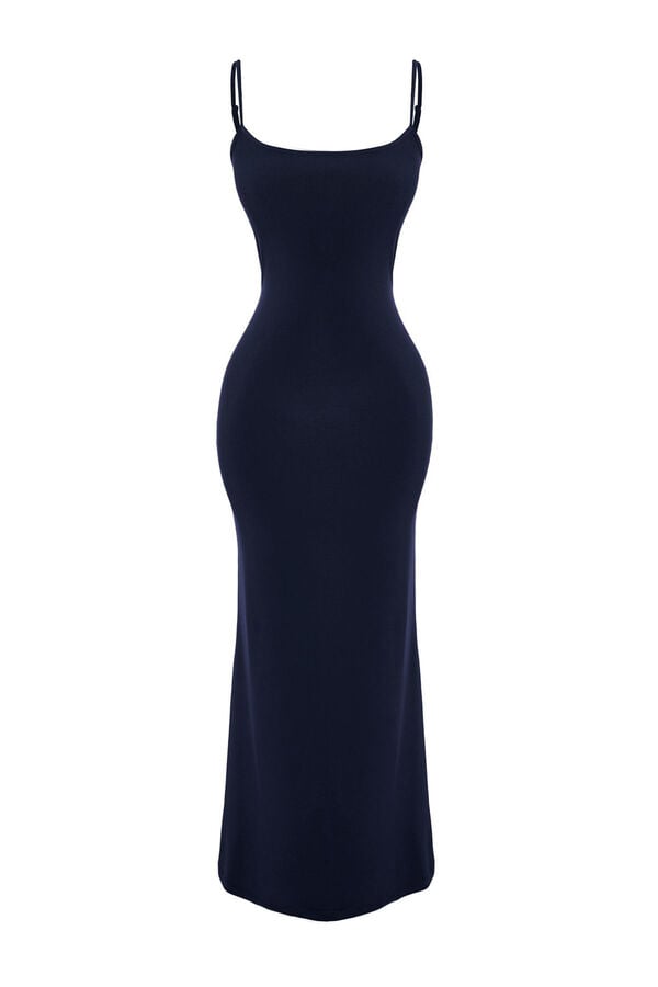 Trendyol Vestido tubo de punto largo azul