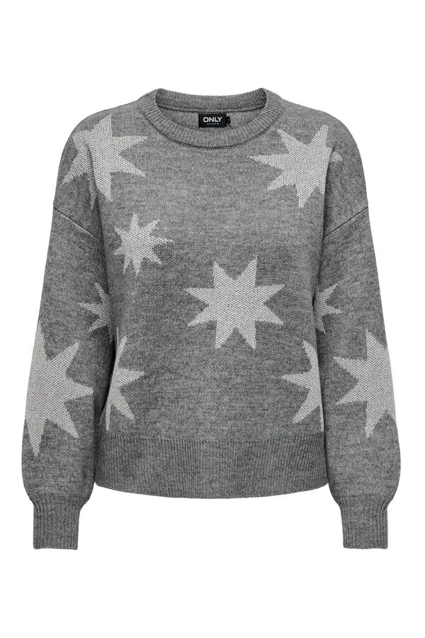 Only Su&eacute;ter com estrelas cinzento