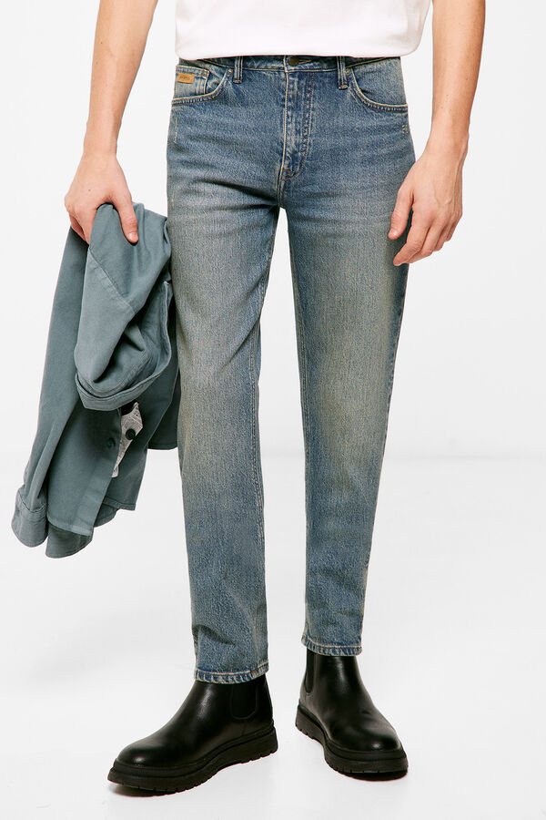 Springfield Jeans slim lavagem média suja azul