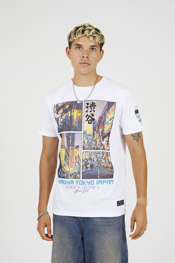 Brave Soul T-shirt de manga curta estampada branco