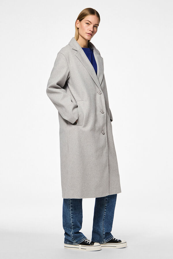 Pieces Sobretudo longo de pano cinzento