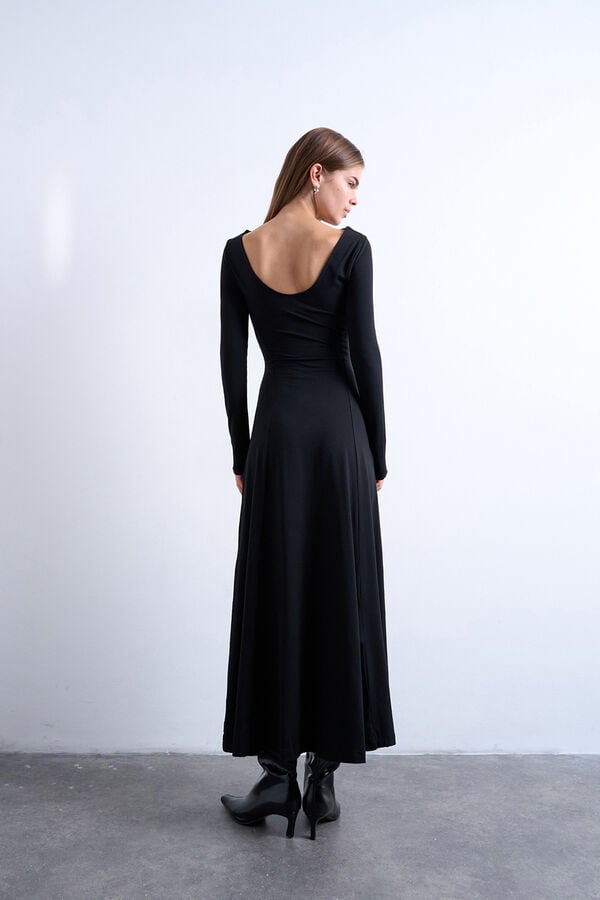 Topshop Vestido manga comprida comprida com modal preto