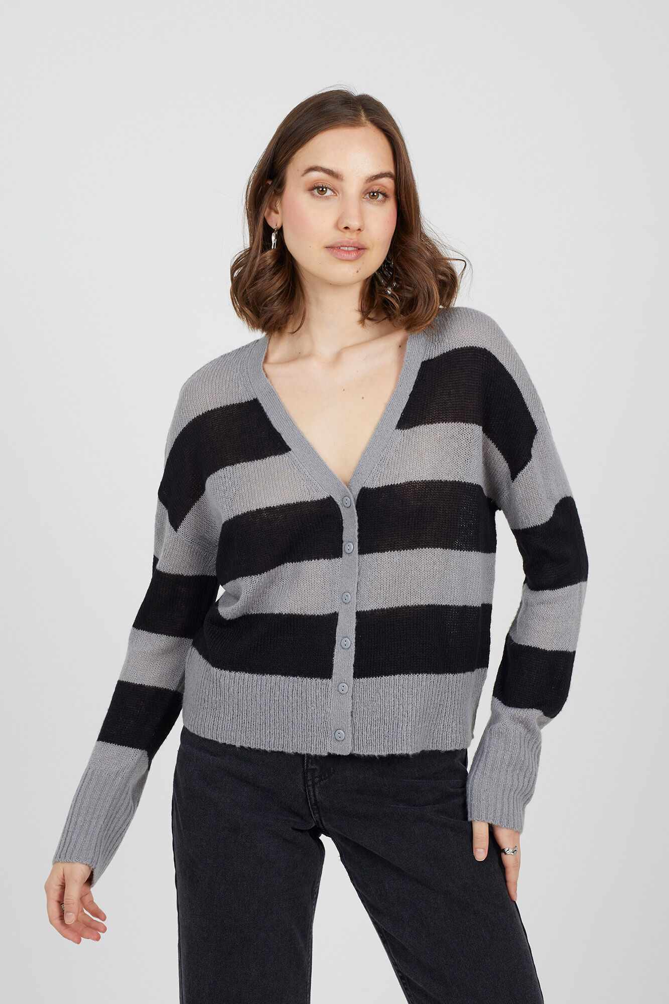 Brave Soul Casaco de malha &agrave;s riscas