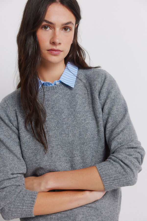 Springfield Camisola gola de malha cinzento