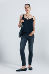 Springfield Cal&ccedil;a jeans slim cropped preto