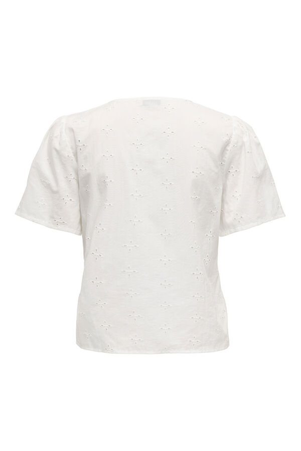 JDY Blusa manga curta bordada branco
