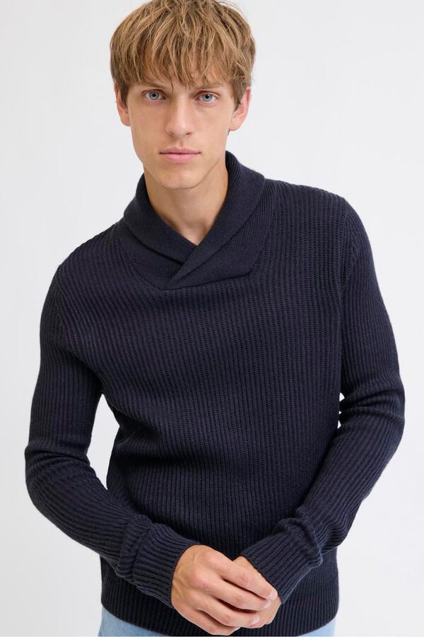 JJ REBEL Jersey de punto cuello cruzado azul