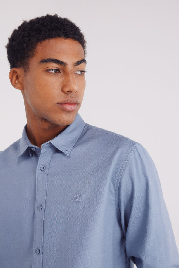 Springfield Camisa estructura tinte en prenda azul