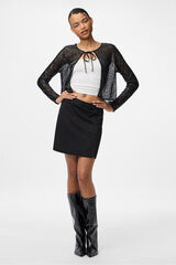 Pieces Cardigan com gravata de la&ccedil;ada  preto