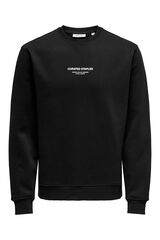 Only & Sons Sudadera de hombre con cuello redondo y detalle frontal negro