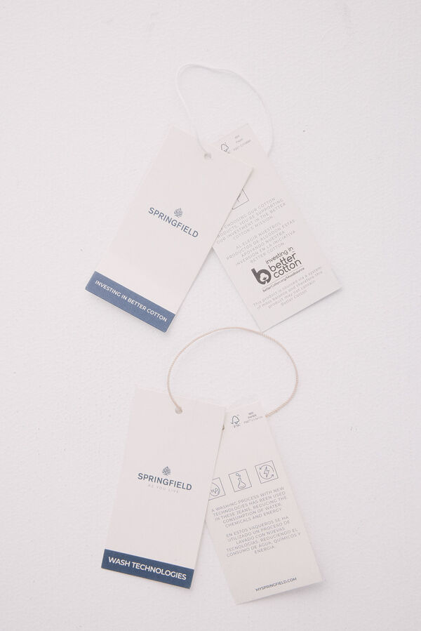 Springfield Camisa de boliche jacquard de manga curta azul