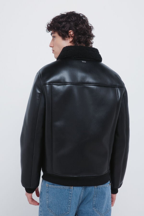 Springfield Cazadora aviador efecto piel doble faz negro