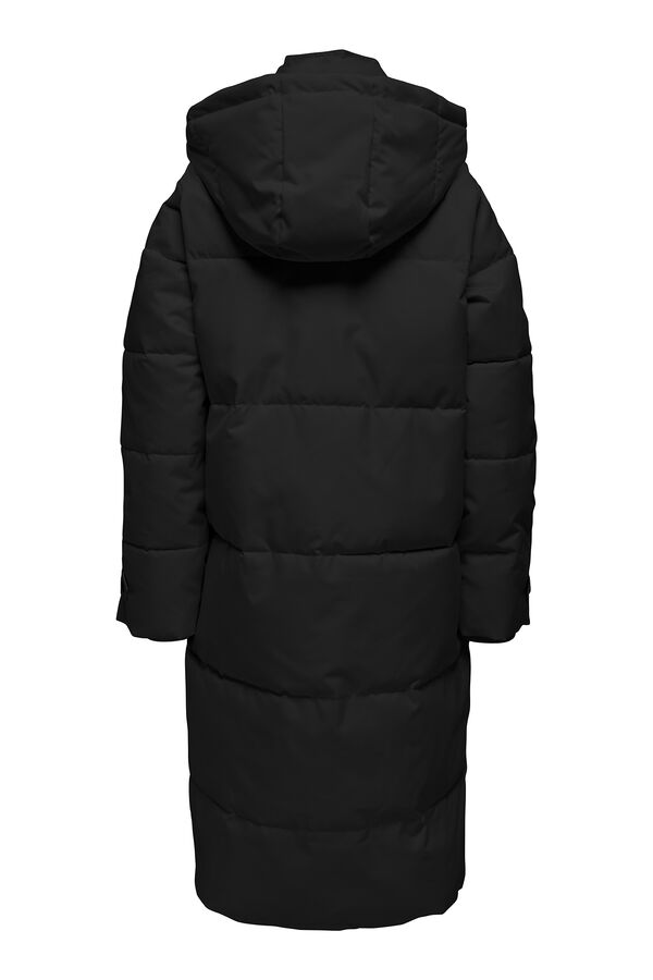 Only Sobretudo comprido com capuz preto