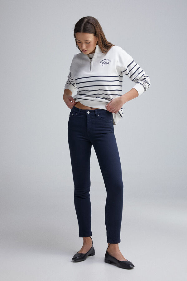 Springfield Calça jeans cropped colorida azul