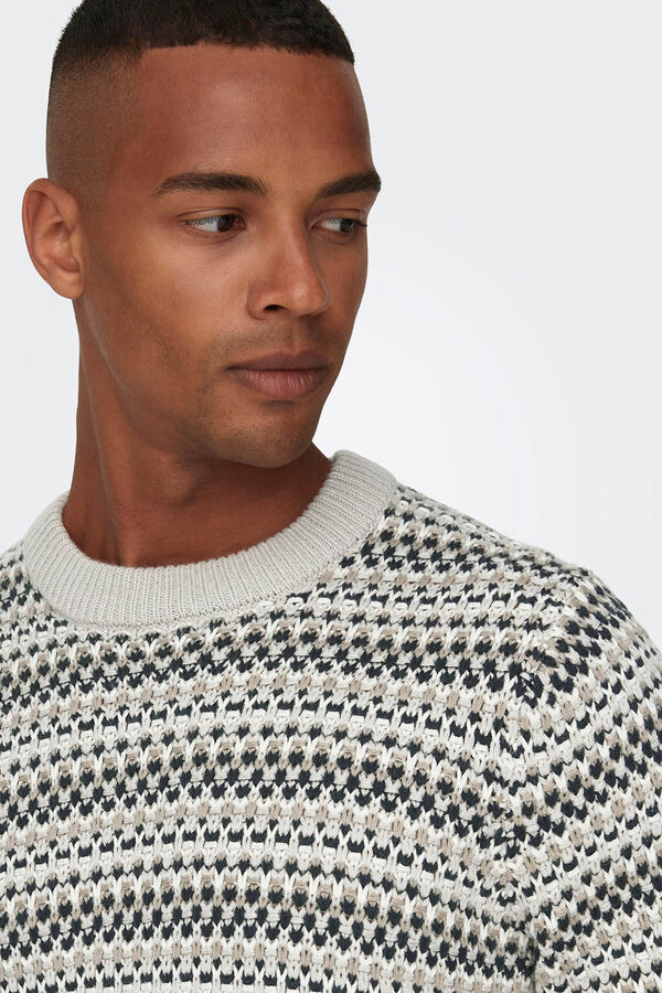 Only & Sons Camisola jacquard cinzento