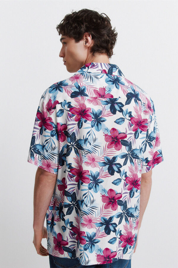 Springfield Camisa de manga curta em viscose estampada multicolour
